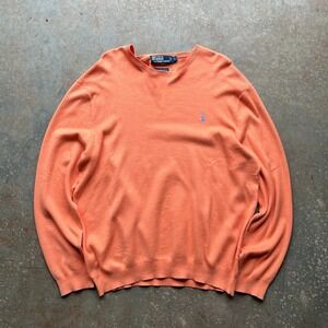 Polo Ralph Lauren Men's Orange 100% Pima Cotton Crewneck Sweater Size L